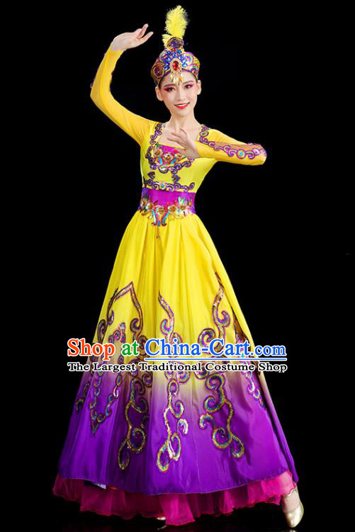 Chinese Xinjiang Dance Dress Uyghur Nationality Dance Costume Stage Performance Fashion Uygur Ethnic Dance Clothing