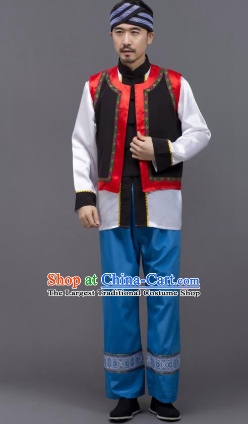 Chinese Ethnic Costumes Yunnan Minority Folk Dance Clothing Yi Nationality Male Outfits