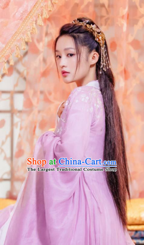 Chinese Ancient Young Beauty Pink Dress Clothing Traditional Royal Princess Garments TV Series The Wolf Ma Zhaixing Costumes and Headpieces