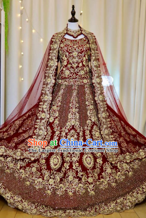 Indian Wedding Dress Traditional Garment Costumes India Bride Embroidered Clothing