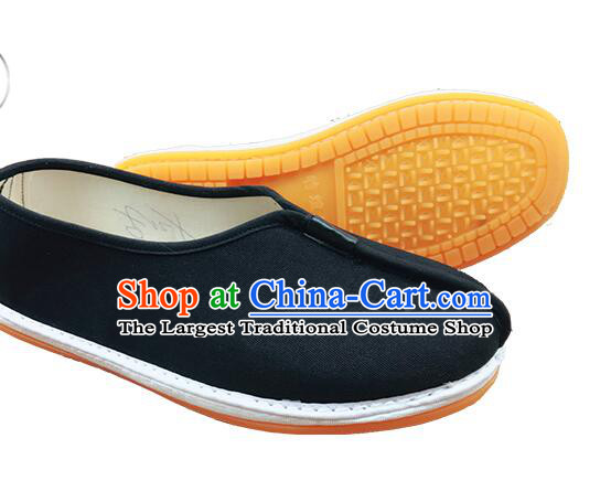 Chinese Black Monk Shoes Handmade Multi Layered Traditional Cloth Shoes Martial Arts Shoes for Men