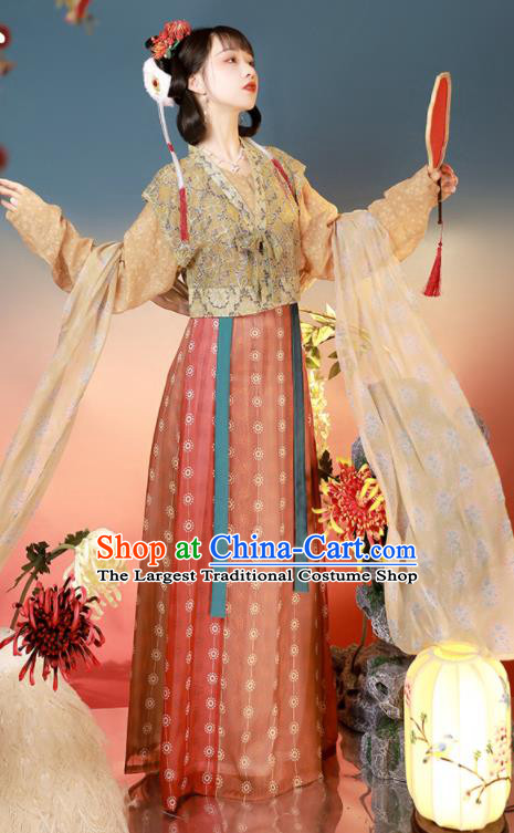 Chinese Ancient Princess Historical Costumes Tang Dynasty Palace Lady Clothing Traditional Beizi Hanfu Dress for Women