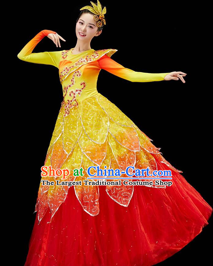 Women Flower Dance Costume Stage Performance Dress Modern Dance Clothing Chinese Spring Festival Gala Opening Dance Garment