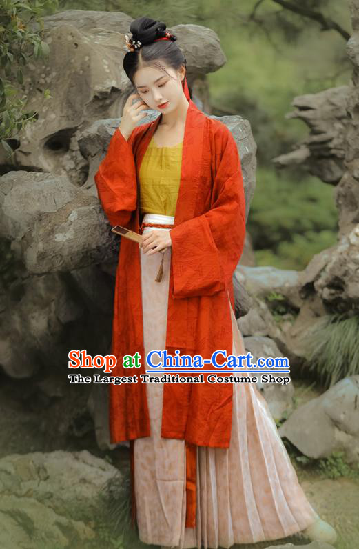 Chinese Ancient Young Lady Dress Garments Song Dynasty Historical Costumes Traditional Noble Woman Hanfu Clothing
