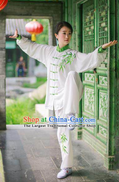 Chinese Tai Ji Embroidered Bamboo Uniform Martial Arts Competition Clothing Tai Chi Performance Outfit Kung Fu Costumes