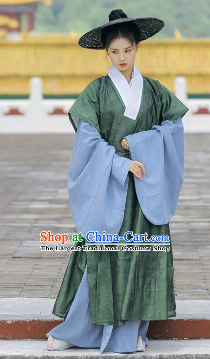 Chinese Ancient Scholar Robe Garments Ming Dynasty Historical Costumes Traditional Hanfu Priest Frock Clothing