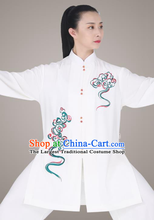 Chinese Tai Ji Competition Uniform Martial Arts Competition Clothing Tai Chi White Outfit Top Kung Fu Costumes