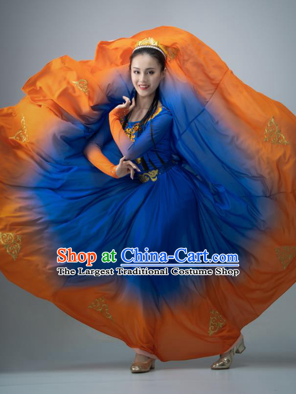 Chinese Xinjiang Dance Dress Ethnic Dance Clothing Uyghur Nationality Women Stage Performance Costume