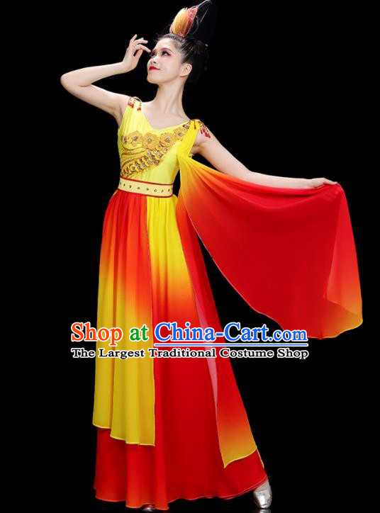 China Classical Dance Clothing Fan Dance Red Dress Women Chorus Costume Stage Performance Garments