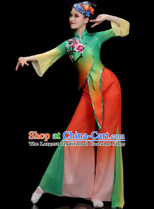 China Fan Dance Costume Stage Performance Garment Folk Dance Clothing Yangko Dance Outfit