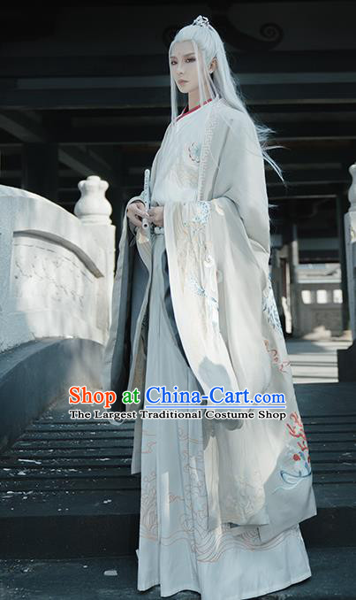 China Ming Dynasty Prince Garment Costumes Ancient Swordsman Clothing Traditional Embroidered Hanfu Complete Set