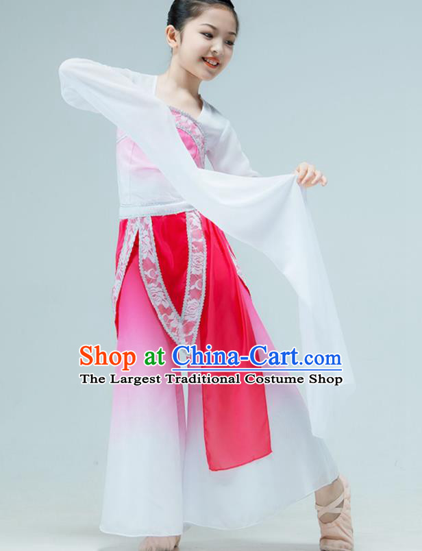 Chinese Water Sleeve Dance Garment Classical Dance Clothing Stage Performance Costume Children Tao Yao Dance Pink Dress