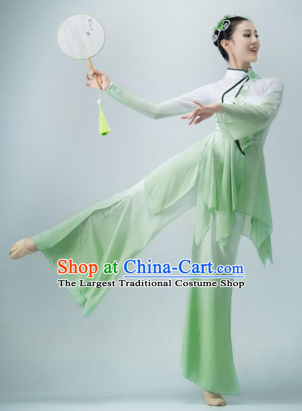Chinese Yangko Dance Garment Classical Dance Clothing Yangge Performance Costume Women Dance Green Outfit