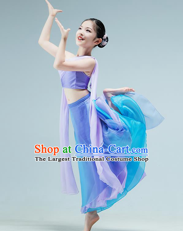 Chinese Dai Nationality Dance Lilac Dress Classical Dance Garment Children Peacock Dance Clothing Stage Performance Costume