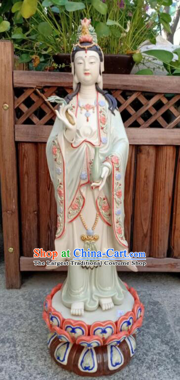 Chinese Mother Buddha Porcelain Sculpture Handmade Shi Wan Guan Yin Ceramic Figurine 24 inches Guanyin Statue Arts