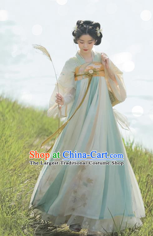 Chinese Ancient Young Lady Dress Tang Dynasty Garment Costumes Traditional Hanfu Clothing