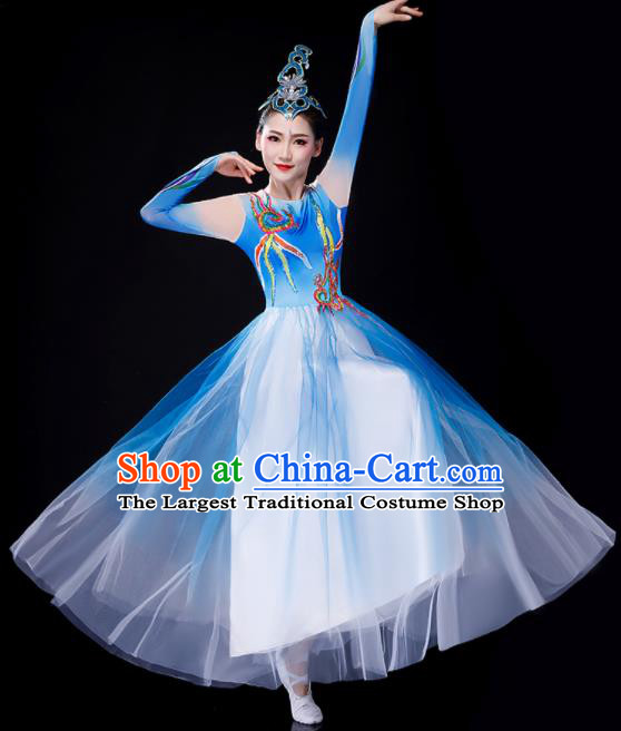 Chinese Spring Festival Gala Stage Performance Clothing Modern Dance Blue Dress Opening Dance Costume