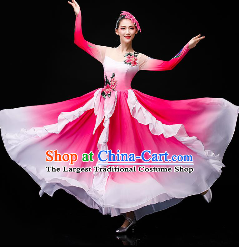 Chinese Opening Dance Pink Dress Modern Dance Costume Flower Dance Stage Performance Clothing