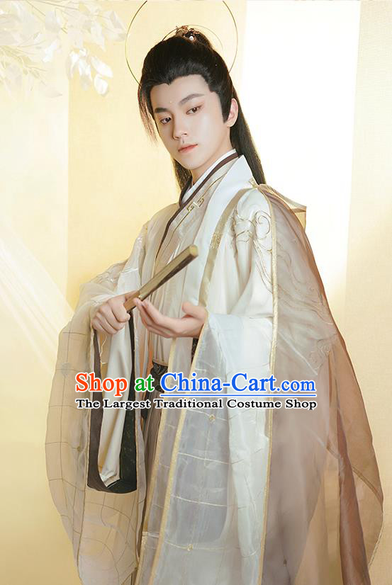 Chinese Traditional Embroidered Hanfu Garments Ancient Taoist Priest Clothing Jin Dynasty Noble Childe Costumes