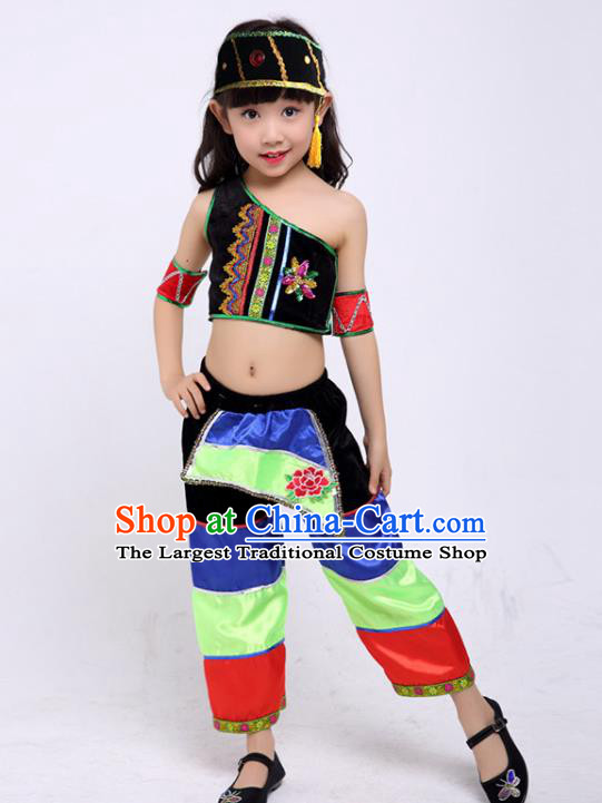 Chinese Sibo Nationality Dance Outfit Ethnic Girl Folk Dance Costume Stage Performance Clothing