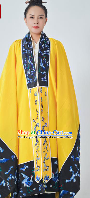 Chinese Traditional Embroidered Yellow Priest Frock Taoism Ritual Robe San Qing Garment Taoist Master Costume