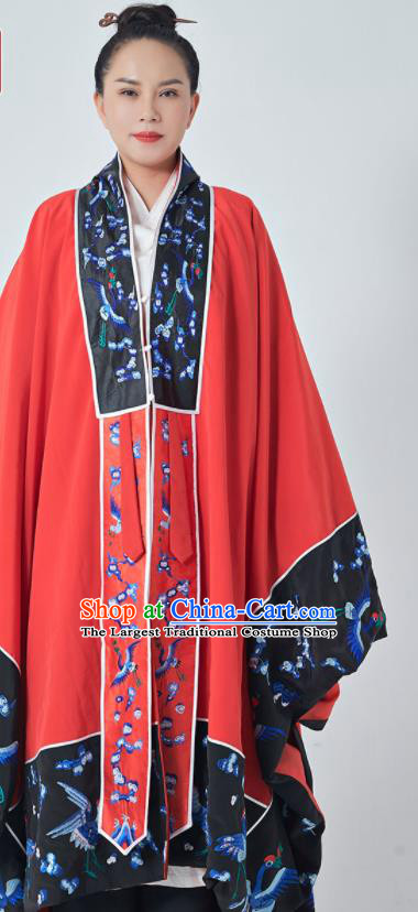 Chinese Taoist Master Costume Traditional Embroidered Red Priest Frock Taoism Ritual Robe San Qing Garment