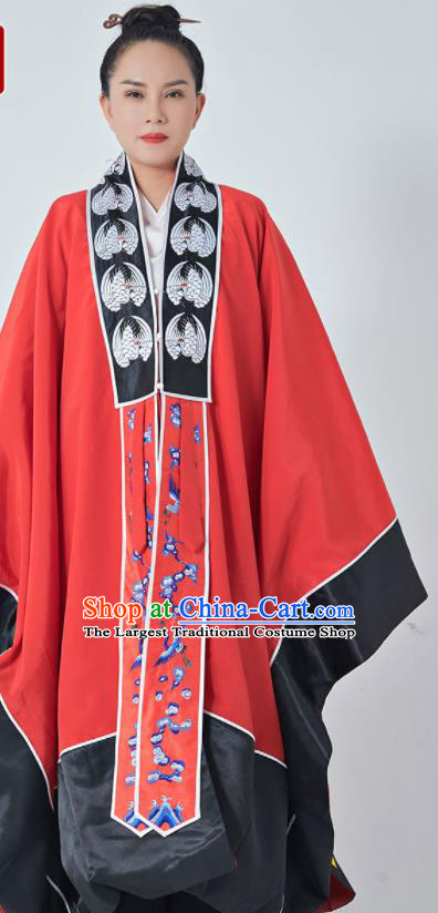 Chinese Taoism Ritual Robe Traditional Tao San Qing Garment Taoist Master Costume Embroidered Crane Red Priest Frock