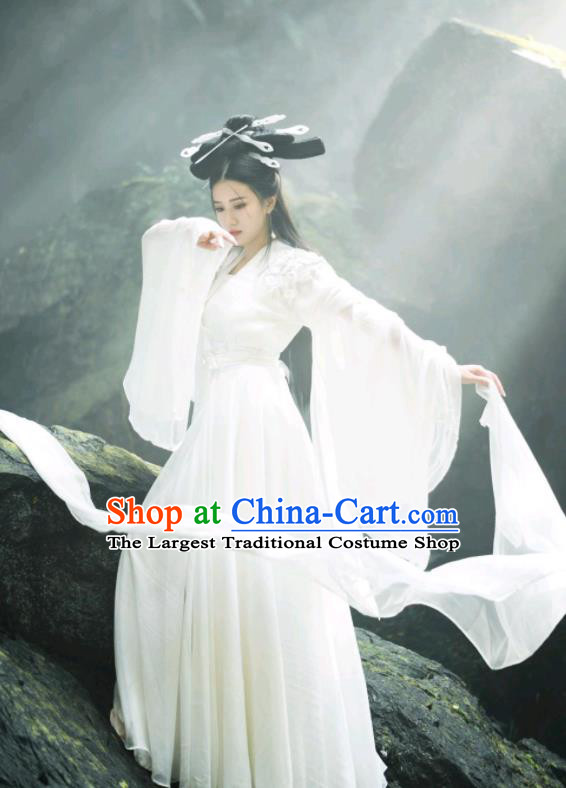 China Ancient Fairy White Dress Clothing Film A Chinese Ghost Story Nie Xiap Qian Garment Costumes