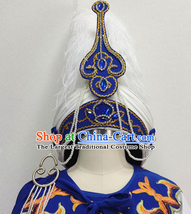 China Shaoxing Opera YOung Male Headwear Ancient Princess Beads Feather Hat Peking Opera Headpiece