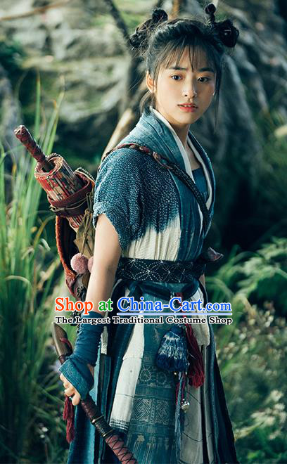 Chinese Film The Yinyang Master Swordswoman Shen Yue Costume Ancient Servant Girl Clothing