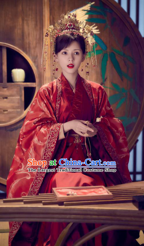 Chinese TV Series Love and Redemption Wedding Dress Ancient Bride Clothing Traditional Wuxia Beauty Garment Costumes