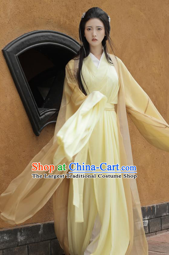 Chinese Traditional Swordswoman Hanfu Dress Ancient Fairy Clothing Jin Dynasty Princess Garment Costumes