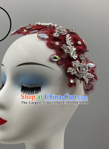 China Folk Dance Hair Jewelry Jiaozhou Yangko Dance Red Headpiece Stage Performance Headwear