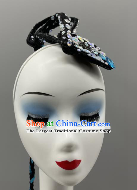 China Taoli Cup Dance Competition Headpieces Woman Stage Performance Headwear Classical Dance Wig and Hair Jewelry