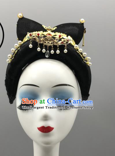 China Women Group Stage Performance Headdress Classical Dance Wig and Hair Jewelries Ancient Beauty Dance Headpieces