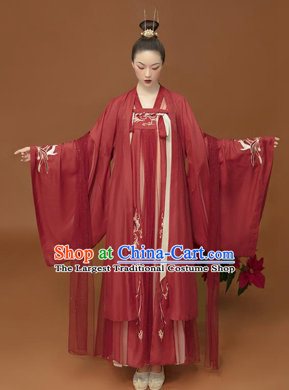 Chinese Ancient Royal Princess Clothing Tang Dynasty Red Hanfu Dress Traditional Wedding Garment Costumes