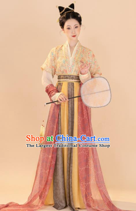 Chinese Tang Dynasty Palace Beauty Garment Costumes Ancient Fairy Clothing Traditional Hanfu Dresses