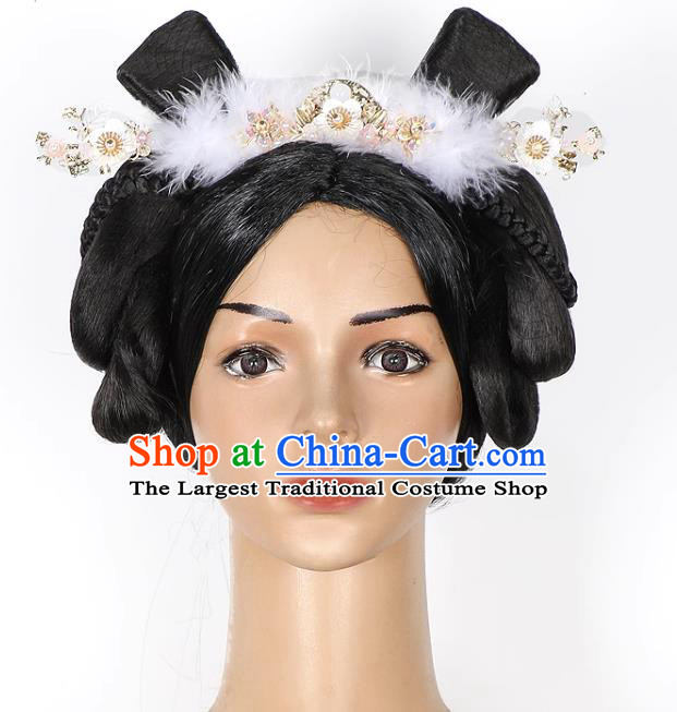 TV Series Journey to the West Jade Hare Headdress Top Halloween Cosplay Headwear Handmade Wig