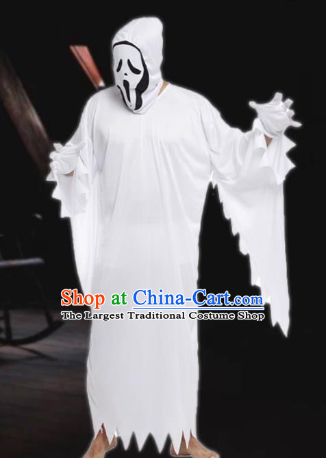 Top Halloween Costume Cosplay White Ghost Robe Fancy Ball Devil Clothing