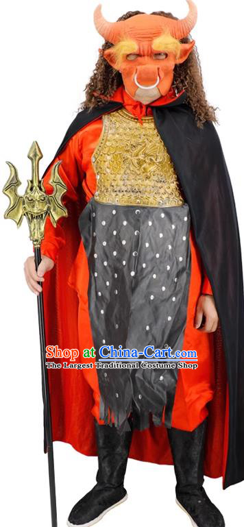 Journey to the West Bull Demon King Clothing Top Halloween Fancy Ball Costume Cosplay Monster Black Cape Outfit