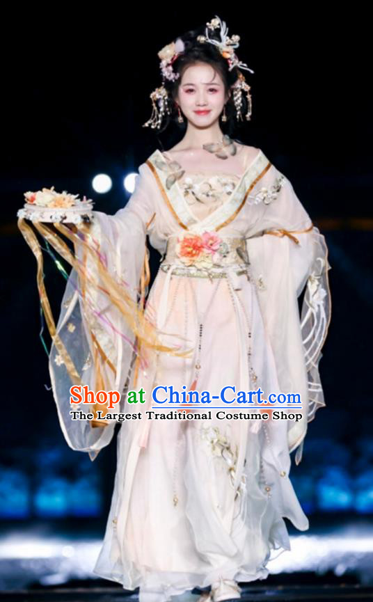 China Traditional Hanfu Dresses Ancient Flower Goddess Costumes Southern and Northern Dynasties Princess Clothing