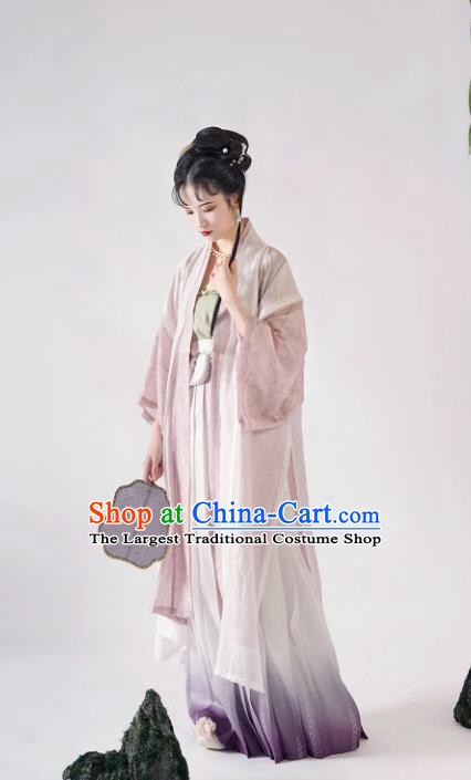 China Traditional Hanfu Dresses Ancient Young Woman Costumes Song Dynasty Historical Clothing