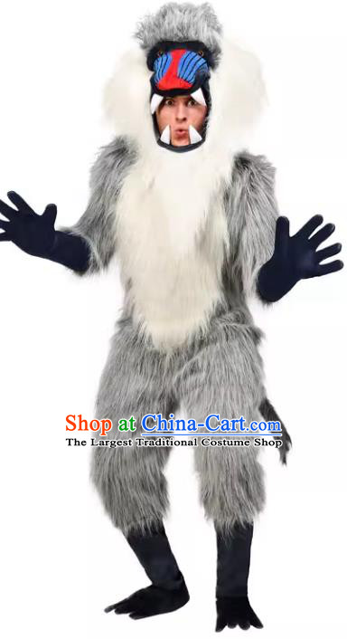 Top Stage Performance African Animal Clothing Cosplay Baboon Grey Outfit Halloween Party Costume