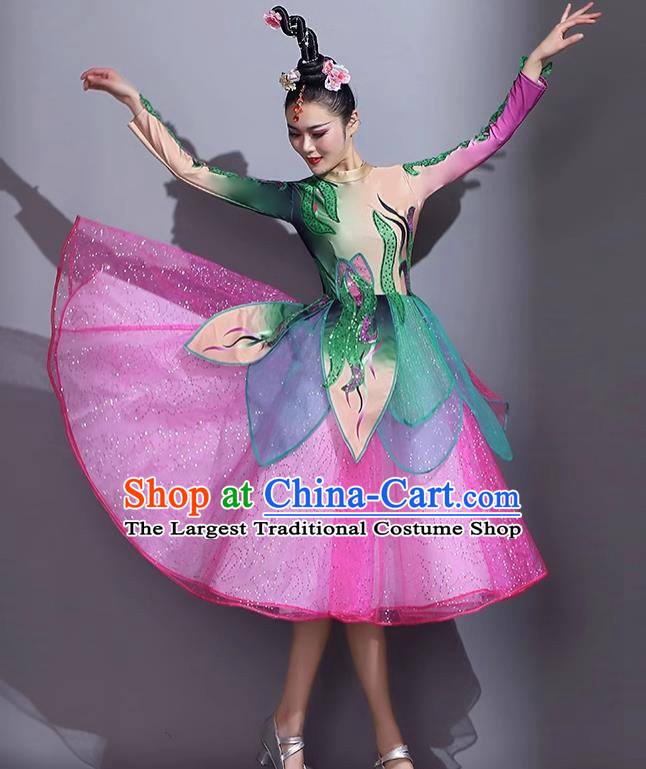 Modern Dance Short Skirt Performance Costume Mid Length Dance Skirt Opening Dance Costume Backup Dance Square Dance Competition Fan Dance