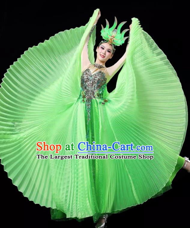 Light Green Opening Dance Large Swing Skirt Dance Costume Large Party Stage Costume Performance Costume Long Skirt Tutu Skirt Wings