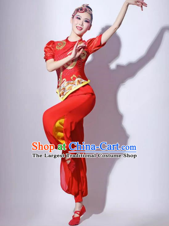 Red Festive Yangko Dance Costume Fan Dance Lantern Dance Performance Costume Short Skirt Modern Dance Costume Square Dance Skirt