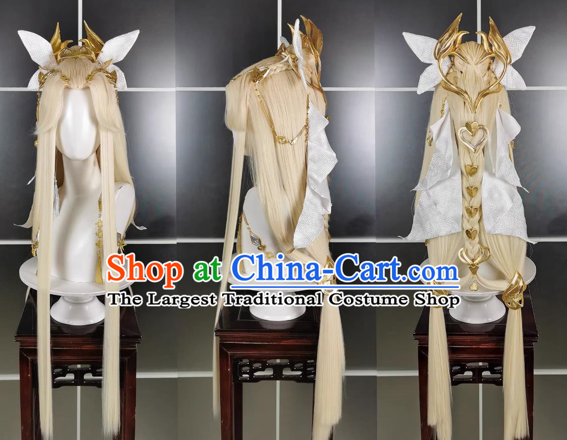 Jin Zhaohua Hujin Loli Wig Headdress Jiansan Cosplay Wig Headgear Blonde Hair