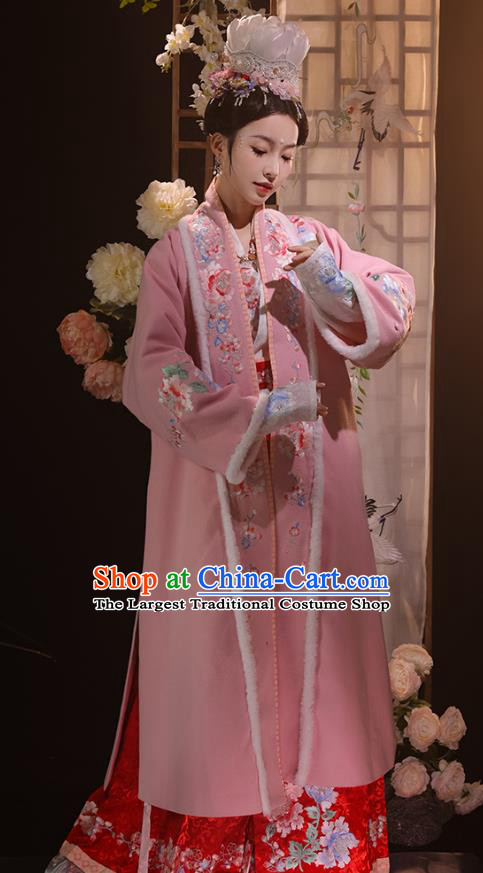 China Song Dynasty Woman Costumes Winter Fashion Embroidered Hanfu Dresses Ancient Empress Clothing