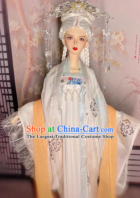 Handmade BJD Doll Costume Top Super Dollfie Hanfu Clothing Customize Ancient Girl White Ruqun Dress