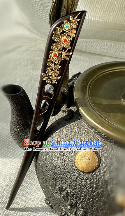 Chinese Handmade Ebony Hairpin Traditional Hanfu Wood Hair Stick Cheongsam Hair Jewelry Christmas Gift